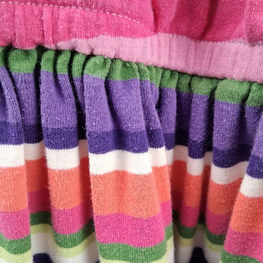 Gymboree Falling For Feathers Striped Dress Size 7 Colorful 3D Flowers